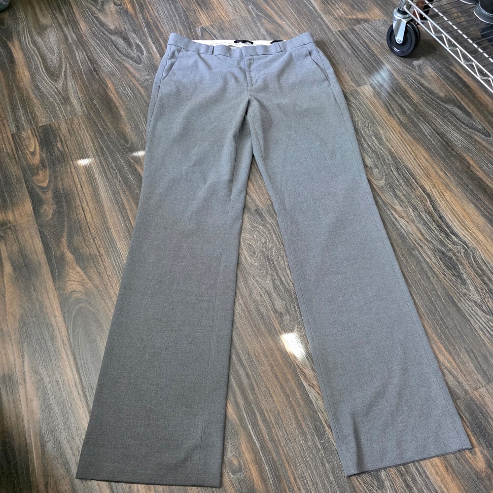 Banana Republic Logan Gray Heathered Dress Pants Womens 12L Straight Leg Stretch